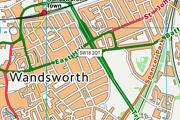 SW18 2QT map - OS VectorMap District (Ordnance Survey)