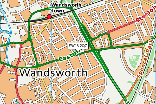 SW18 2QZ map - OS VectorMap District (Ordnance Survey)