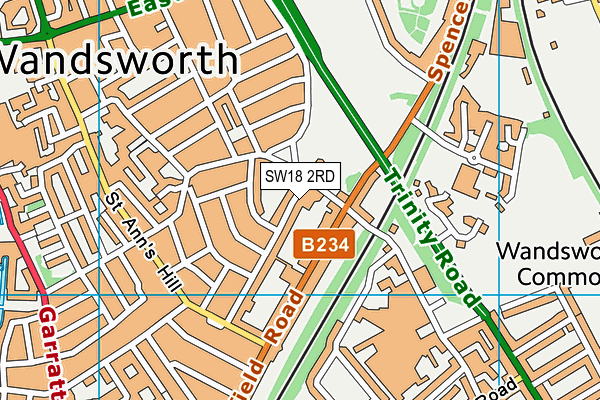 SW18 2RD map - OS VectorMap District (Ordnance Survey)