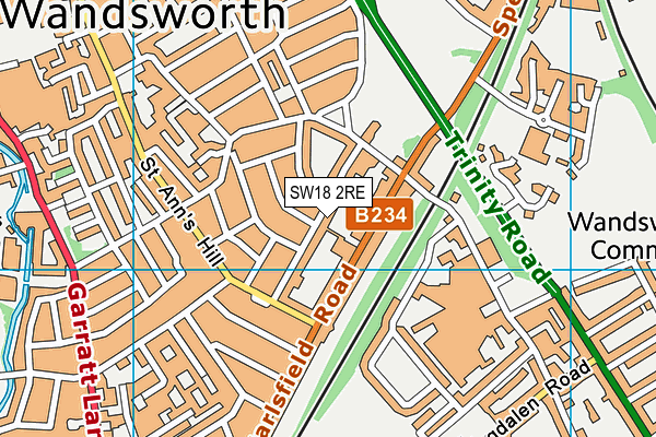 SW18 2RE map - OS VectorMap District (Ordnance Survey)