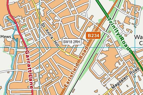SW18 2RH map - OS VectorMap District (Ordnance Survey)