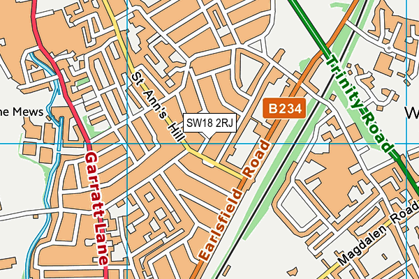 SW18 2RJ map - OS VectorMap District (Ordnance Survey)