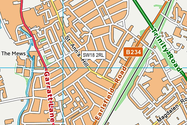 SW18 2RL map - OS VectorMap District (Ordnance Survey)