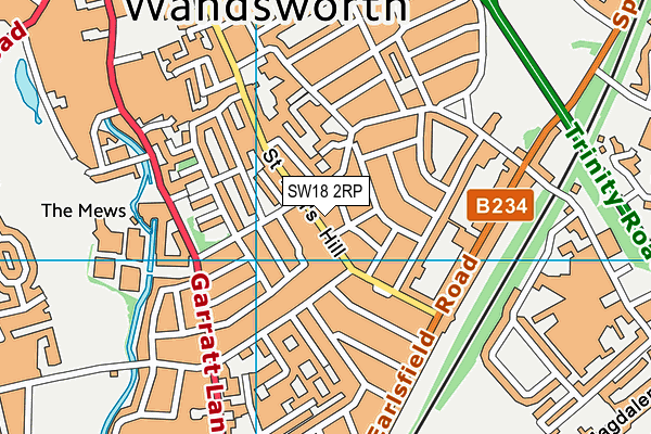 SW18 2RP map - OS VectorMap District (Ordnance Survey)