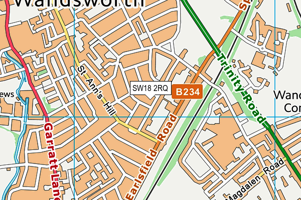 SW18 2RQ map - OS VectorMap District (Ordnance Survey)
