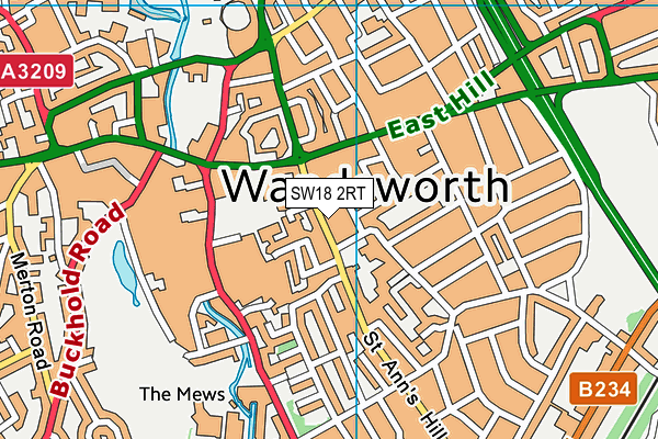SW18 2RT map - OS VectorMap District (Ordnance Survey)