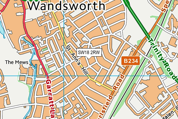 SW18 2RW map - OS VectorMap District (Ordnance Survey)