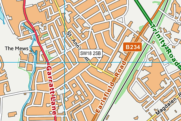 SW18 2SB map - OS VectorMap District (Ordnance Survey)