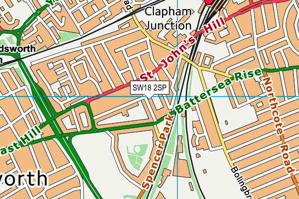 SW18 2SP map - OS VectorMap District (Ordnance Survey)