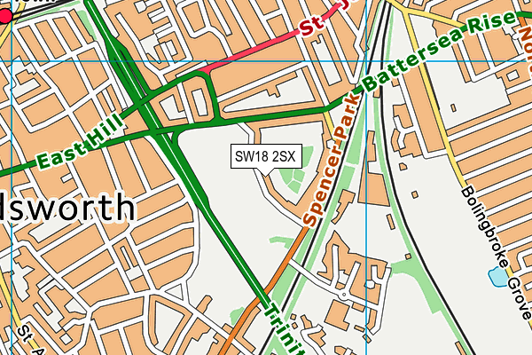 SW18 2SX map - OS VectorMap District (Ordnance Survey)