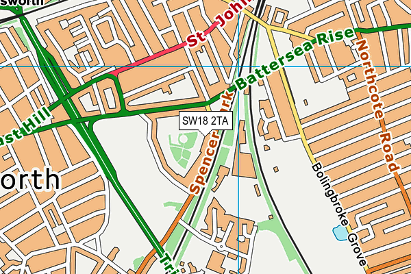 SW18 2TA map - OS VectorMap District (Ordnance Survey)