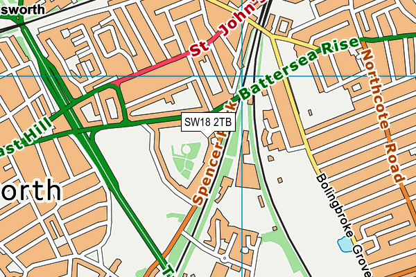 SW18 2TB map - OS VectorMap District (Ordnance Survey)