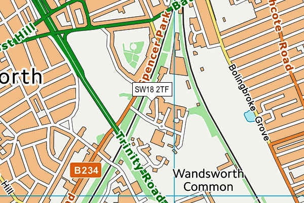 SW18 2TF map - OS VectorMap District (Ordnance Survey)