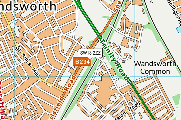 SW18 2ZZ map - OS VectorMap District (Ordnance Survey)