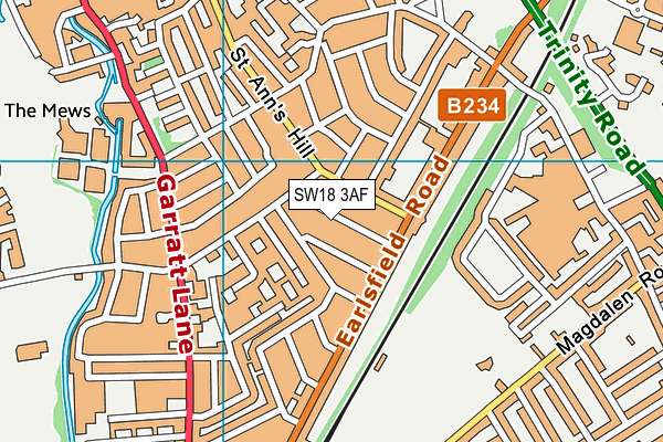 SW18 3AF map - OS VectorMap District (Ordnance Survey)