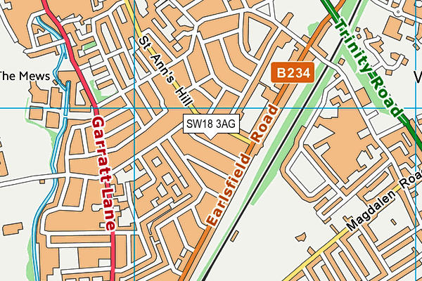 SW18 3AG map - OS VectorMap District (Ordnance Survey)