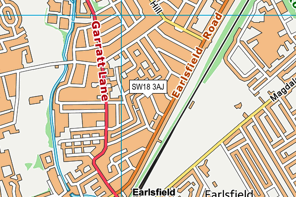 SW18 3AJ map - OS VectorMap District (Ordnance Survey)