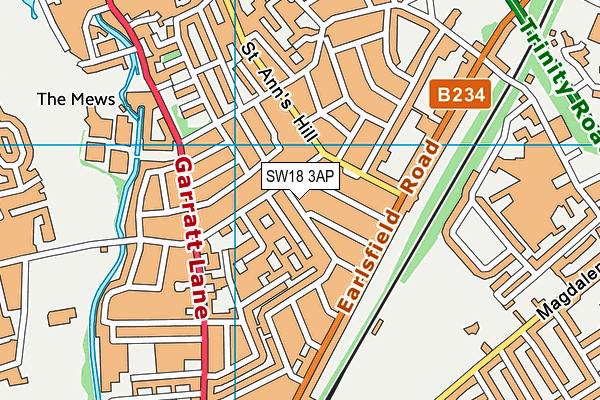 SW18 3AP map - OS VectorMap District (Ordnance Survey)