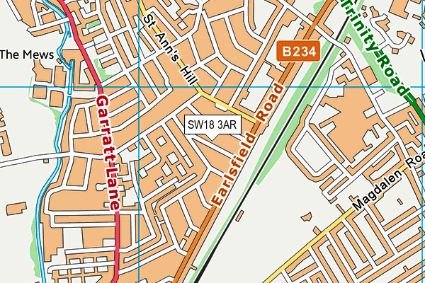 SW18 3AR map - OS VectorMap District (Ordnance Survey)