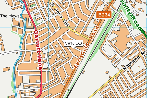 SW18 3AS map - OS VectorMap District (Ordnance Survey)