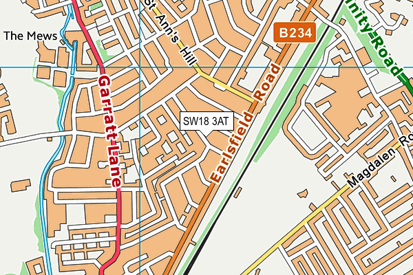 SW18 3AT map - OS VectorMap District (Ordnance Survey)