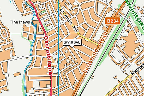 SW18 3AU map - OS VectorMap District (Ordnance Survey)