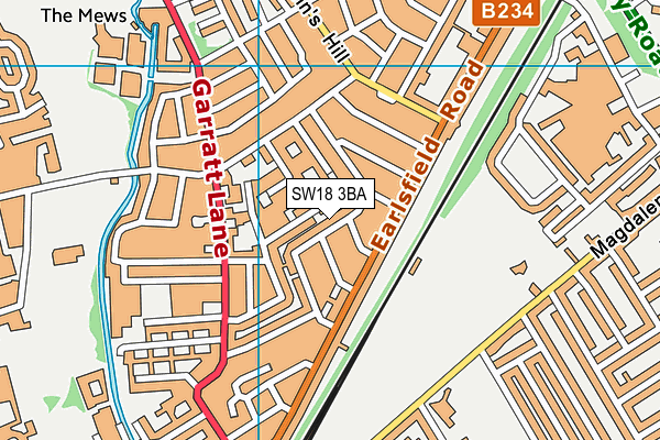 SW18 3BA map - OS VectorMap District (Ordnance Survey)