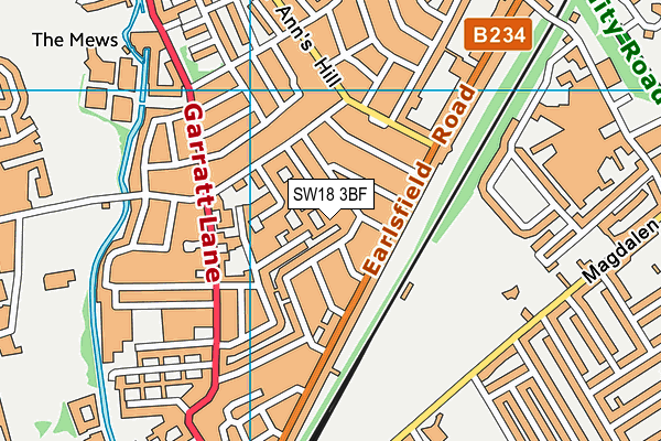 SW18 3BF map - OS VectorMap District (Ordnance Survey)