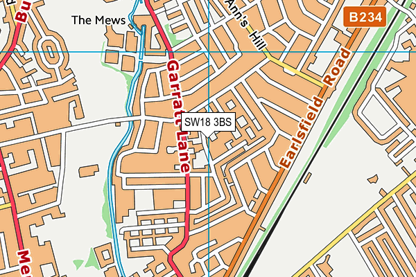 SW18 3BS map - OS VectorMap District (Ordnance Survey)