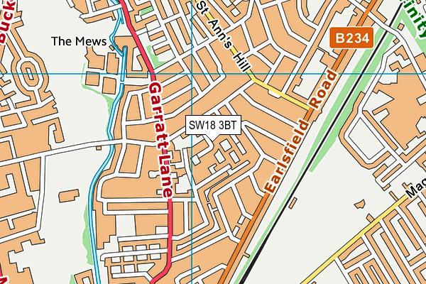 SW18 3BT map - OS VectorMap District (Ordnance Survey)