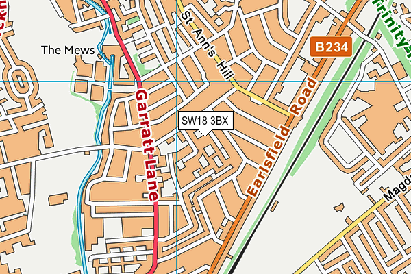 SW18 3BX map - OS VectorMap District (Ordnance Survey)
