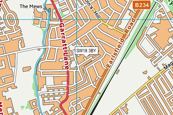SW18 3BY map - OS VectorMap District (Ordnance Survey)