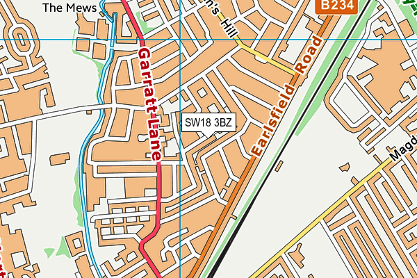 SW18 3BZ map - OS VectorMap District (Ordnance Survey)