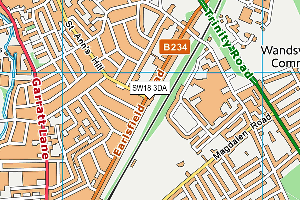 SW18 3DA map - OS VectorMap District (Ordnance Survey)