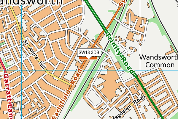 SW18 3DB map - OS VectorMap District (Ordnance Survey)