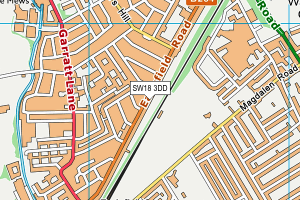 SW18 3DD map - OS VectorMap District (Ordnance Survey)