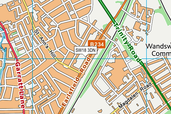 SW18 3DN map - OS VectorMap District (Ordnance Survey)