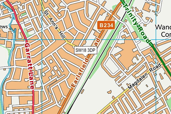 SW18 3DP map - OS VectorMap District (Ordnance Survey)