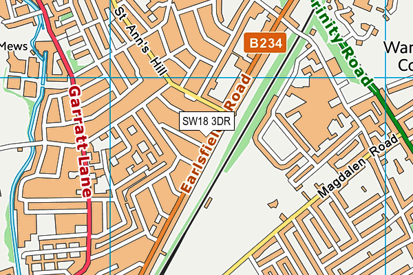SW18 3DR map - OS VectorMap District (Ordnance Survey)