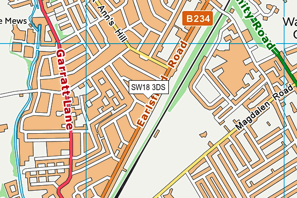 SW18 3DS map - OS VectorMap District (Ordnance Survey)