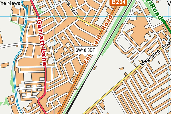 SW18 3DT map - OS VectorMap District (Ordnance Survey)