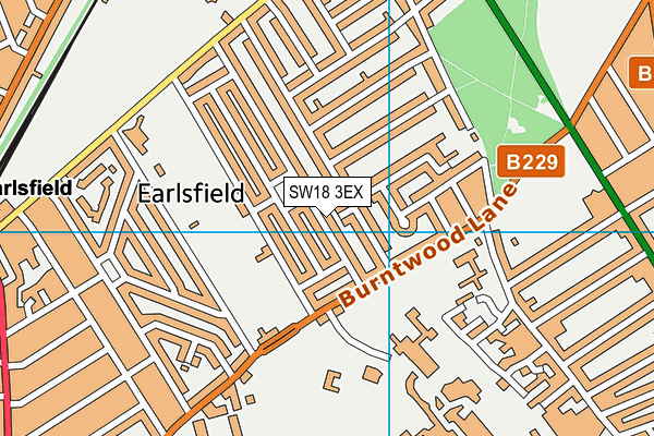SW18 3EX map - OS VectorMap District (Ordnance Survey)