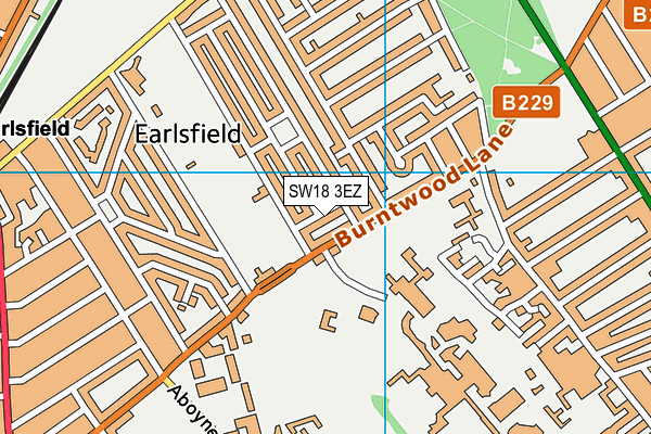 SW18 3EZ map - OS VectorMap District (Ordnance Survey)