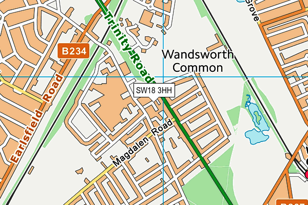 SW18 3HH map - OS VectorMap District (Ordnance Survey)