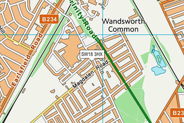 SW18 3HX map - OS VectorMap District (Ordnance Survey)