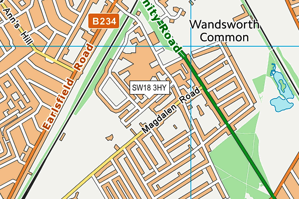 SW18 3HY map - OS VectorMap District (Ordnance Survey)