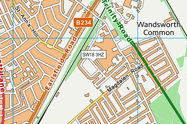 SW18 3HZ map - OS VectorMap District (Ordnance Survey)
