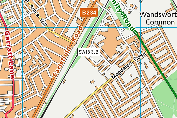 SW18 3JB map - OS VectorMap District (Ordnance Survey)