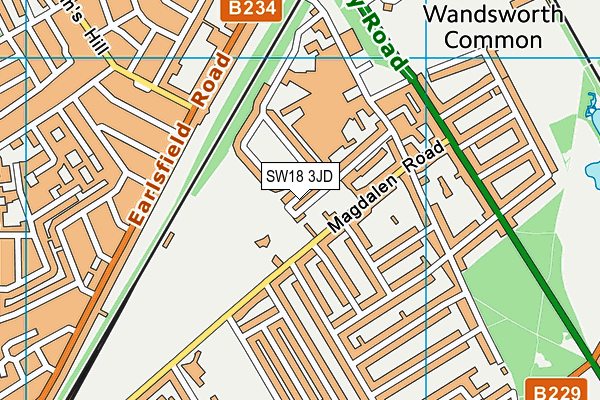 SW18 3JD map - OS VectorMap District (Ordnance Survey)