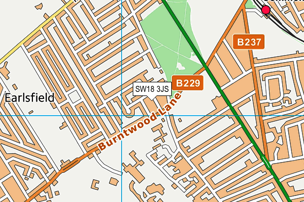 SW18 3JS map - OS VectorMap District (Ordnance Survey)